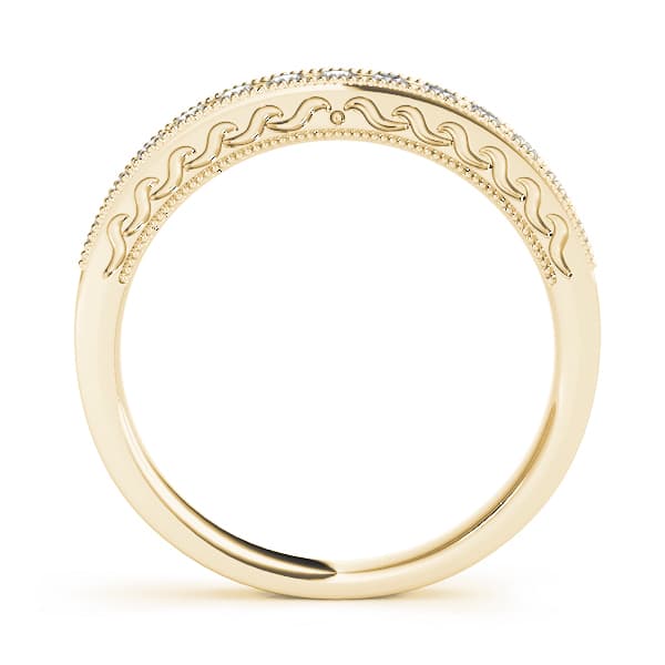 Prong In Channel Milgrain Wedding Band (0.3 ct. tw.), Side view in yellow gold