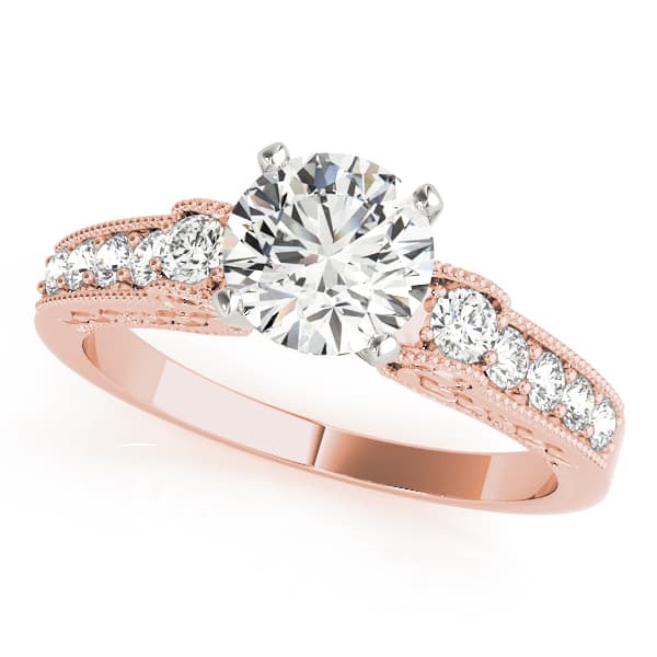 Antique Engagement Ring, style 82677, Front view in rose gold