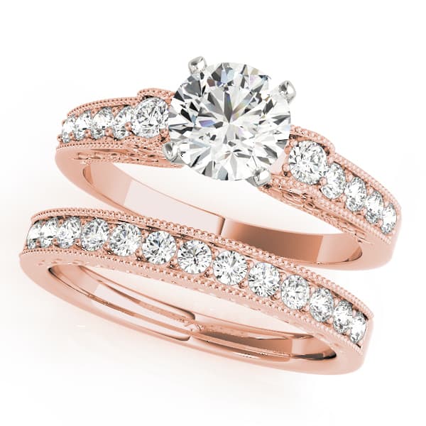 Antique Engagement Ring, style 82677, On hand view in rose gold