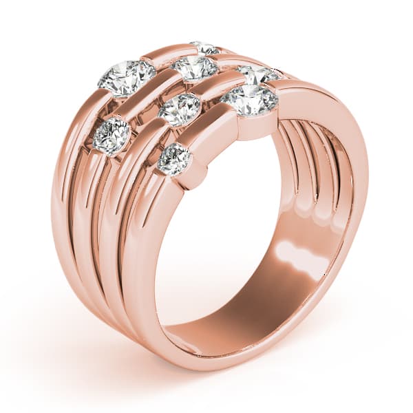 Multi-Row Split Shank Fashion Rings (1.08 ct. tw.), Angle view in rose gold