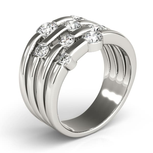 Multi-Row Split Shank Fashion Rings (1.08 ct. tw.), Angle view in white gold or platinum