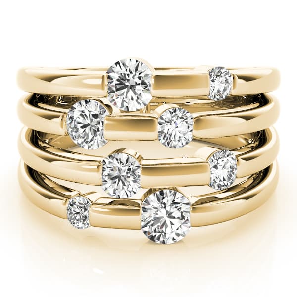 Multi-Row Split Shank Fashion Rings (1/2 ct. tw.), On hand view in yellow gold