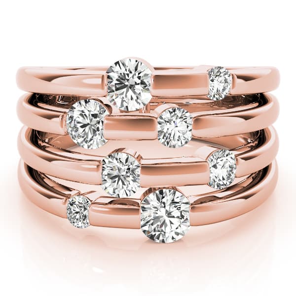 Multi-Row Split Shank Fashion Rings (1.08 ct. tw.), On hand view in rose gold