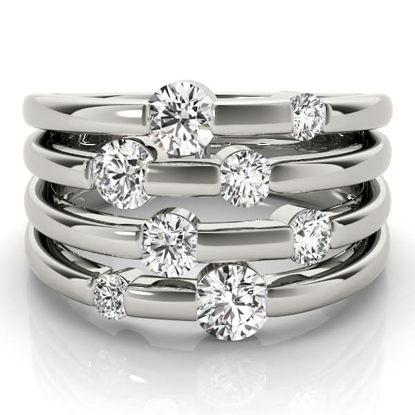 Multi-Row Split Shank Fashion Rings (1.08 ct. tw.), On hand view in white gold or platinum
