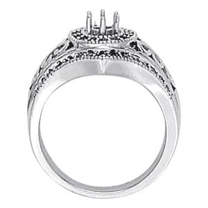 Antique Filigree Right Hand Fashion Ring (5/8 ct. tw.), Side view in white gold or platinum