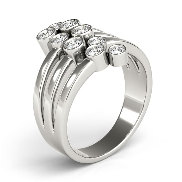 Diamond Fashion Right Hand Rings (1.04 ct. tw.), Angle view in white gold or platinum
