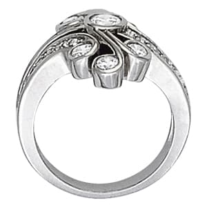 Diamond Fashion Right Hand Rings (0.71 ct. tw.), Side view in white gold or platinum