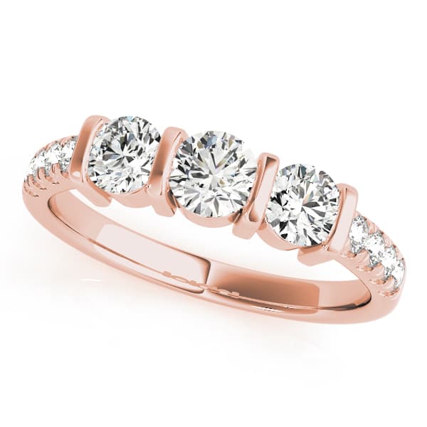 3 Stone Round Engagement Ring, style 82738, Front view in rose gold
