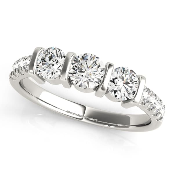 ENGAGEMENT RINGS 3 STONE ROUND — style 82738 in 10k White Gold