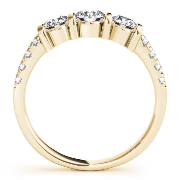 3 Stone Round Engagement Ring, style 82738, Side view in yellow gold