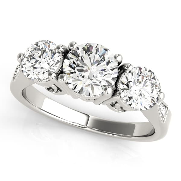 ENGAGEMENT RINGS 3 STONE ROUND — style 82739 in 10k White Gold