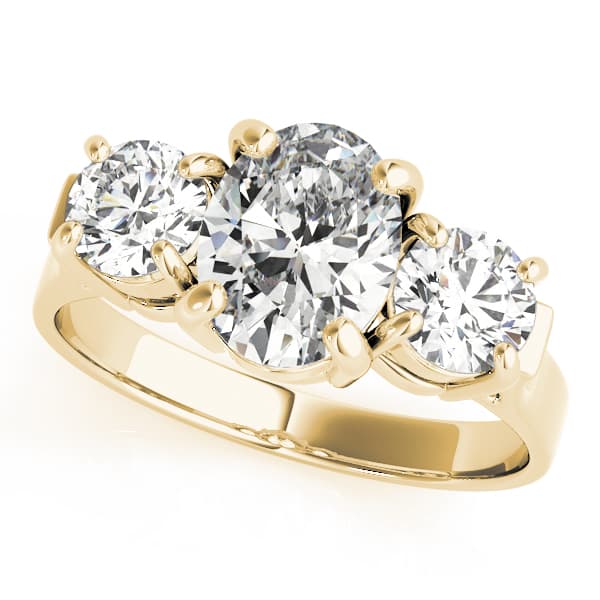 3 Stone Oval Engagement Ring, style 82740, Front view in yellow gold