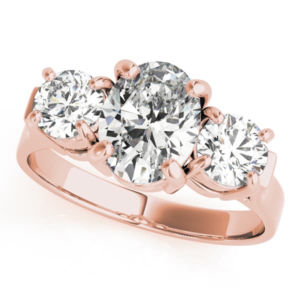 3 Stone Oval Engagement Ring, style 82740, Front view in rose gold
