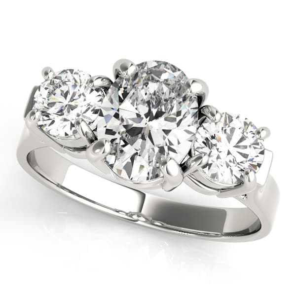 ENGAGEMENT RINGS 3 STONE OVAL — style 82740 in 10k White Gold