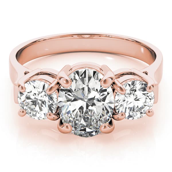 3 Stone Oval Engagement Ring, style 82740, On hand view in rose gold