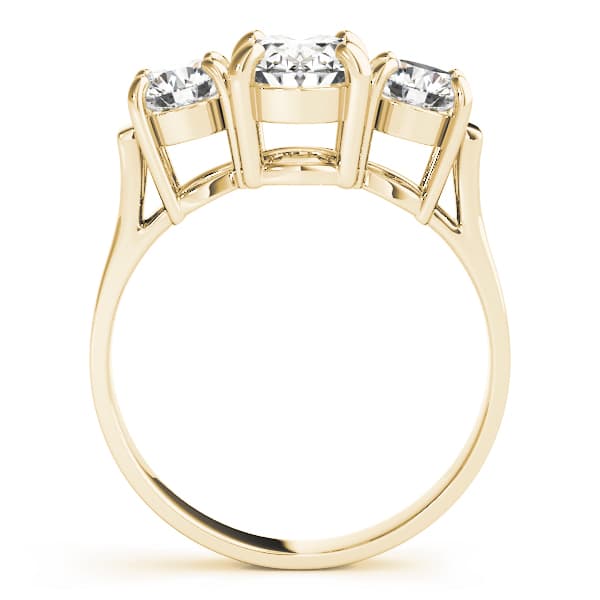 3 Stone Oval Engagement Ring, style 82740, Side view in yellow gold