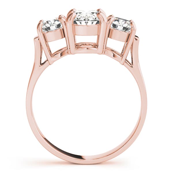 3 Stone Oval Engagement Ring, style 82740, Side view in rose gold