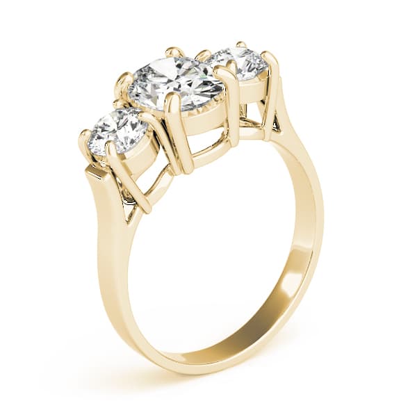 3 Stone Oval Engagement Ring, style 82740, Top view in yellow gold