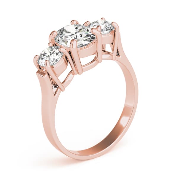 3 Stone Oval Engagement Ring, style 82740, Top view in rose gold