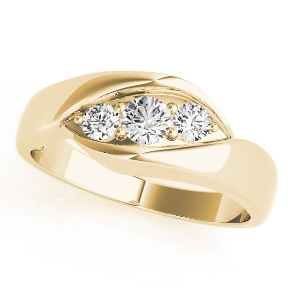 3 Stone Round Engagement Ring, style 82741, Front view in yellow gold