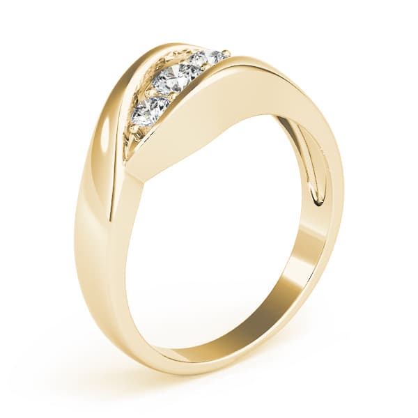 3 Stone Round Engagement Ring, style 82741, Top view in yellow gold