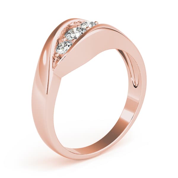 3 Stone Round Engagement Ring, style 82741, Top view in rose gold