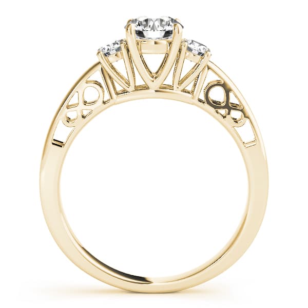 3 Stone Round Engagement Ring, style 82743, Side view in yellow gold