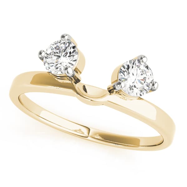 2-Stone Round Cut Wraps & Inserts Wedding Band (1/2 ct. tw.), Front view in yellow gold