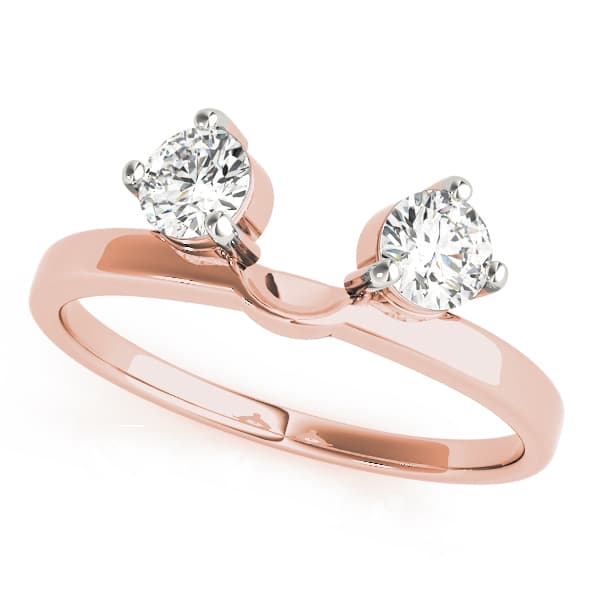 2-Stone Round Cut Wraps & Inserts Wedding Band (0.2 ct. tw.), Front view in rose gold