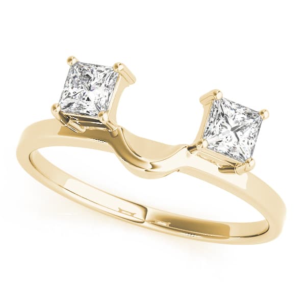 2-Stone Princess Cut Wraps & Inserts Wedding Band (1/3 ct. tw.), Front view in yellow gold