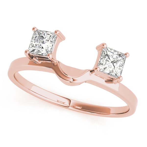 2-Stone Princess Cut Wraps & Inserts Wedding Band (0.2 ct. tw.), Front view in rose gold