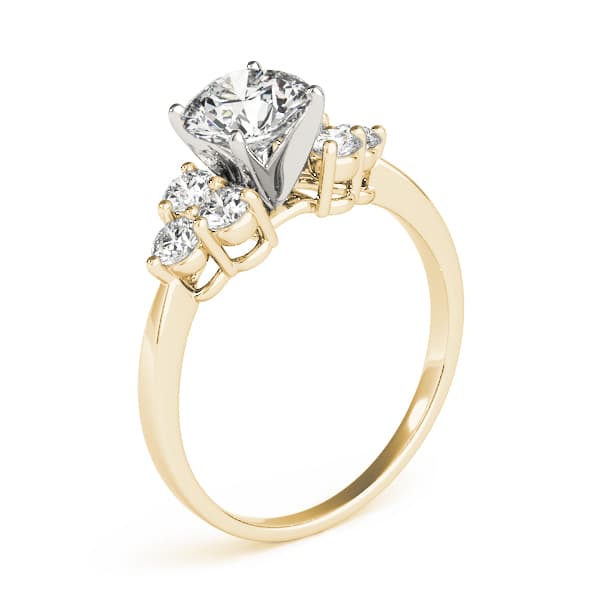 Cluster Sides Engagement Ring, style 82751, Top view in yellow gold