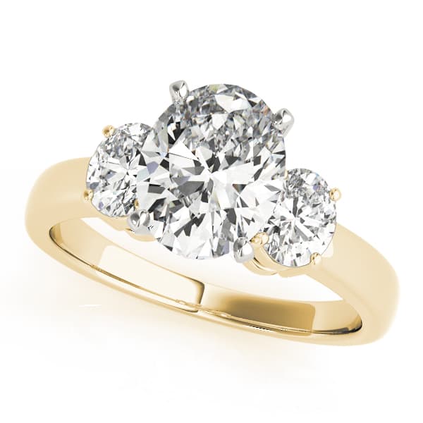 3-Stone Oval Engagement Ring, style 82752, Front view in yellow gold