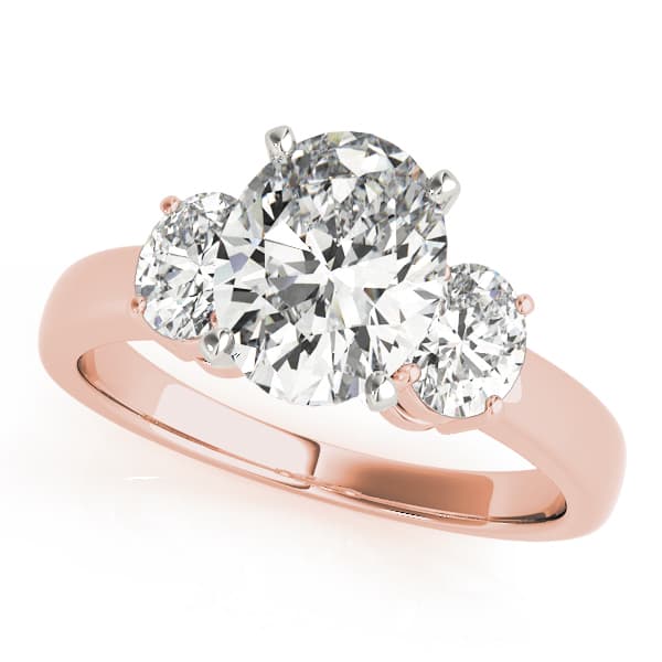 3-Stone Oval Engagement Ring, style 82752, Front view in rose gold