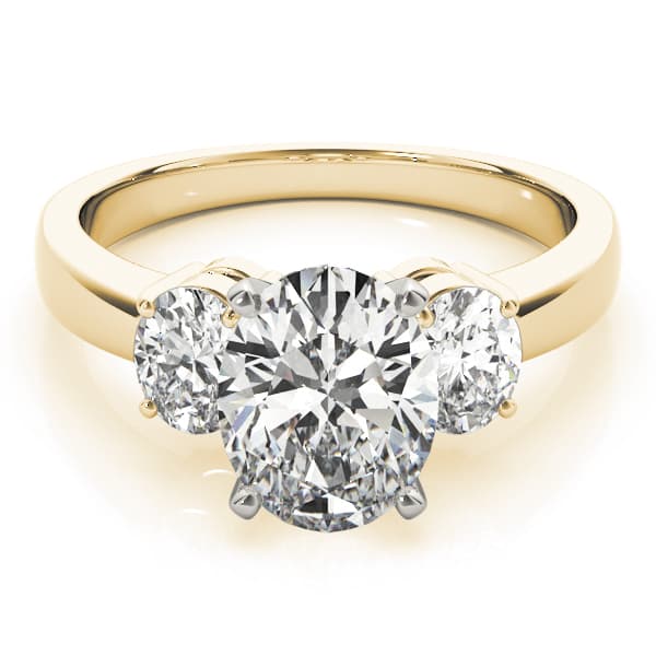 3-Stone Oval Engagement Ring, style 82752, On hand view in yellow gold