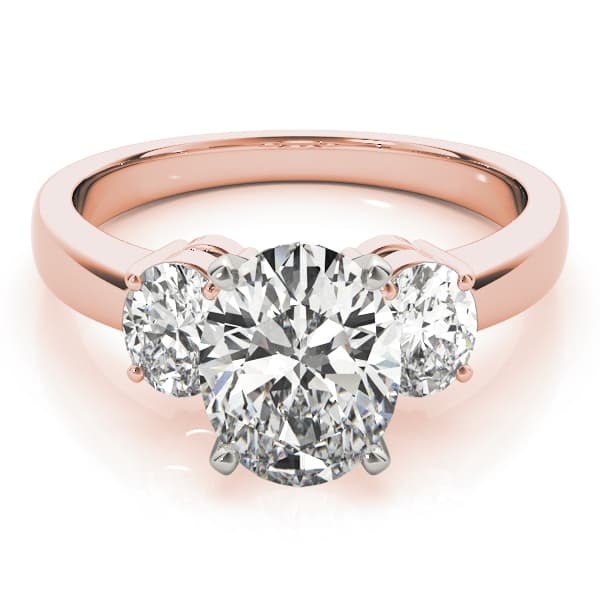 3-Stone Oval Engagement Ring, style 82752, On hand view in rose gold