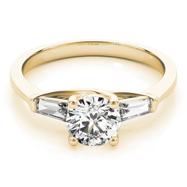 Fancy Shape Baguette Trellis Engagement Ring, style 82753, On hand view in yellow gold