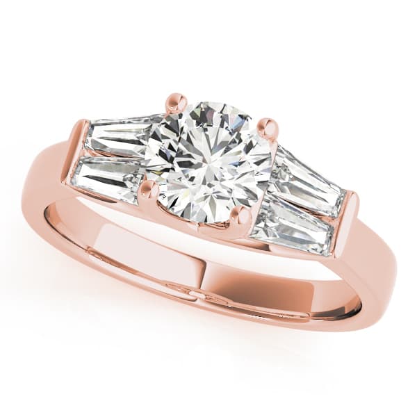Fancy Shape Bague Engagement Ring, style 82754, Front view in rose gold
