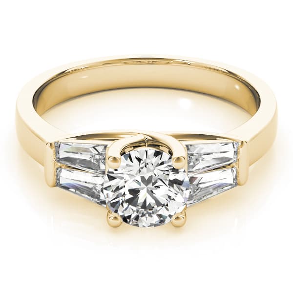 Fancy Shape Bague Engagement Ring, style 82754, On hand view in yellow gold