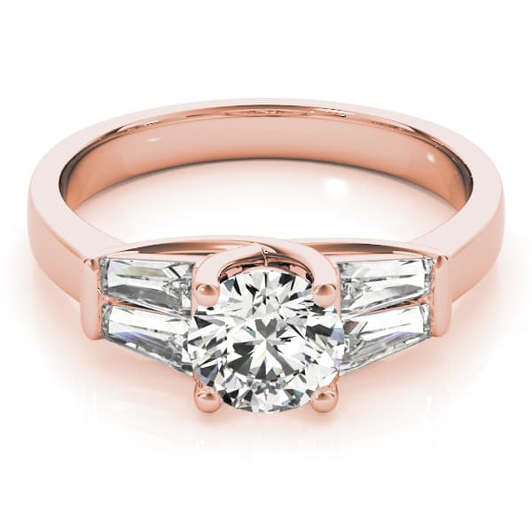 Fancy Shape Bague Engagement Ring, style 82754, On hand view in rose gold