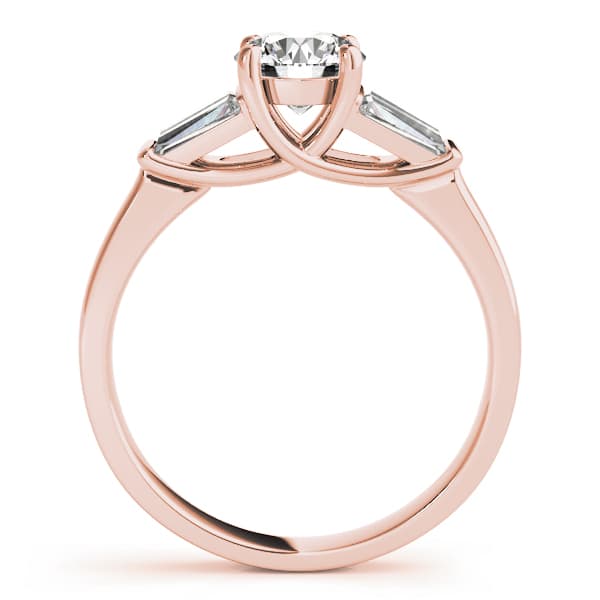 Fancy Shape Bague Engagement Ring, style 82754, Side view in rose gold