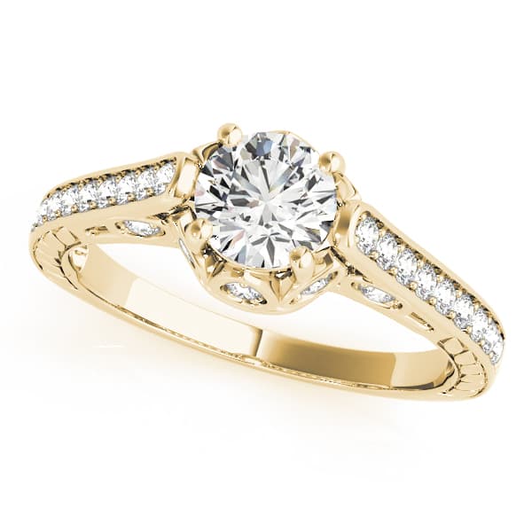 Antique Engagement Ring, style 82755, Front view in yellow gold