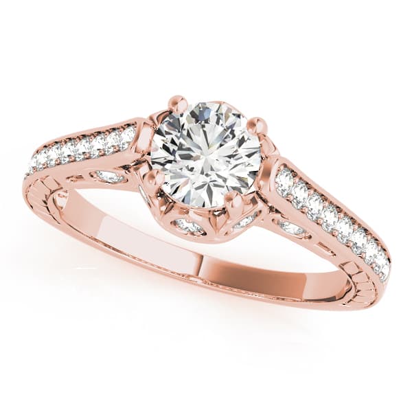 Antique Engagement Ring, style 82755, Front view in rose gold