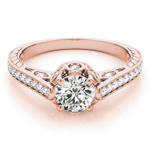Antique Engagement Ring, style 82755, On hand view in rose gold