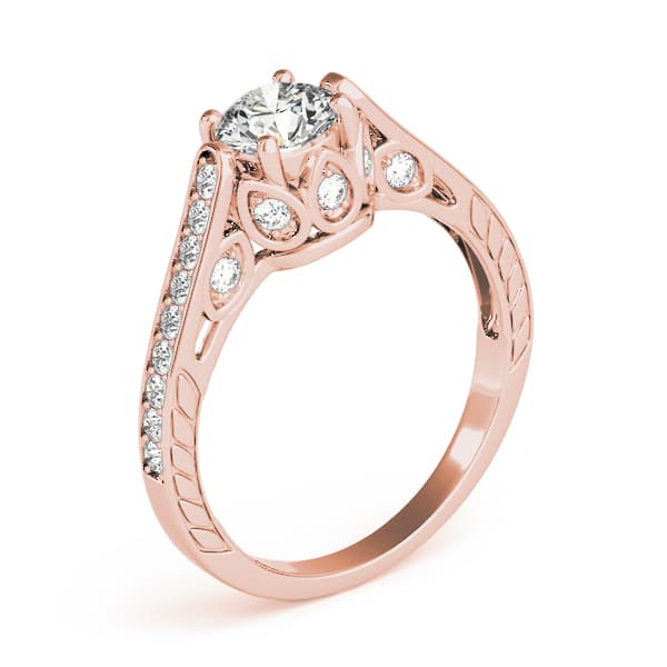 Antique Engagement Ring, style 82755, Top view in rose gold