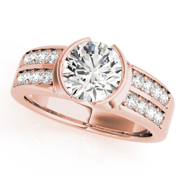 Multi-Row Half-Bezel Engagement Ring, style 82756, Front view in rose gold
