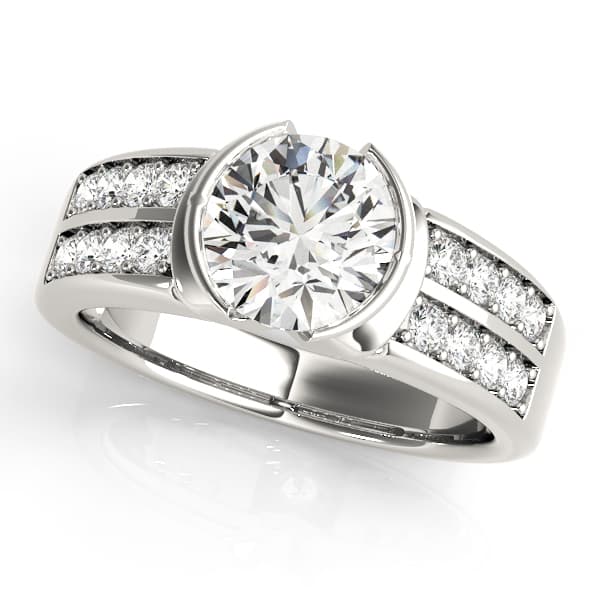 Multirow Half-Bezel Engagement Ring — style 82756 in 10k White Gold