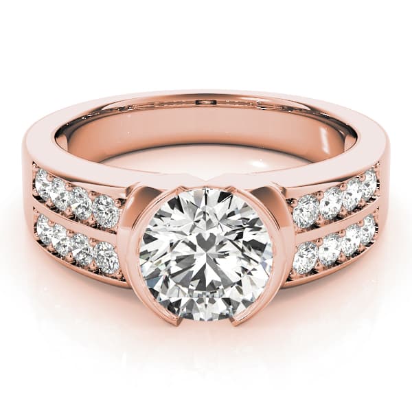 Multi-Row Half-Bezel Engagement Ring, style 82756, On hand view in rose gold