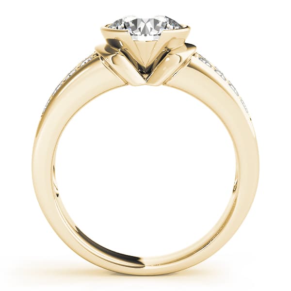Multi-Row Half-Bezel Engagement Ring, style 82756, Side view in yellow gold