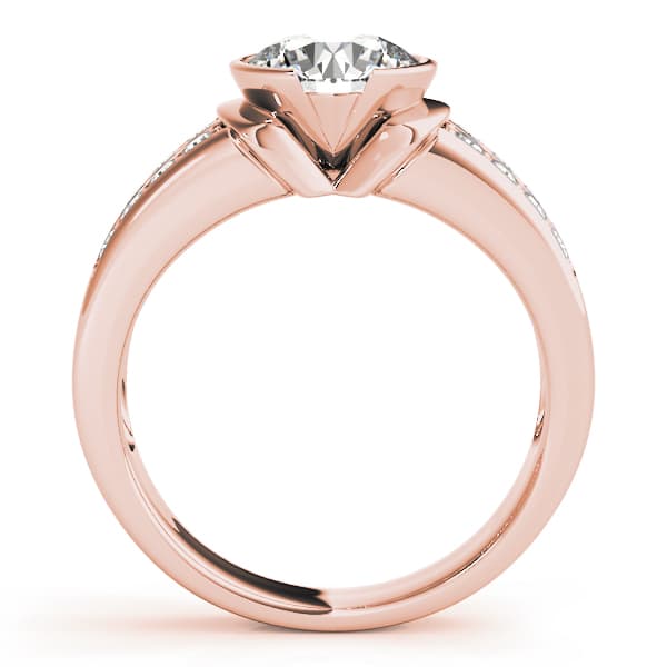 Multi-Row Half-Bezel Engagement Ring, style 82756, Side view in rose gold